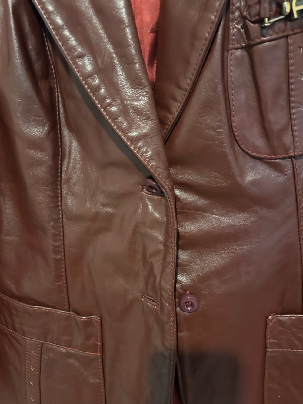 Etienne Aigner Vtg 1970s Oxblood Red Leather Jacket - Picture 3 of 12